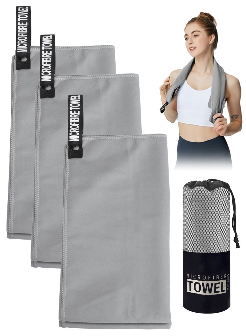 URbazaar 3 Pack Quick Drying Gym Towel 40x80CM Soft Microfiber Lightweight Sport Sweat Towel Perfect Travel Camping Towel Super Absorbent Ultra Compact for Gym Sport Yoga Backpacking Beach Swimming - Image 1