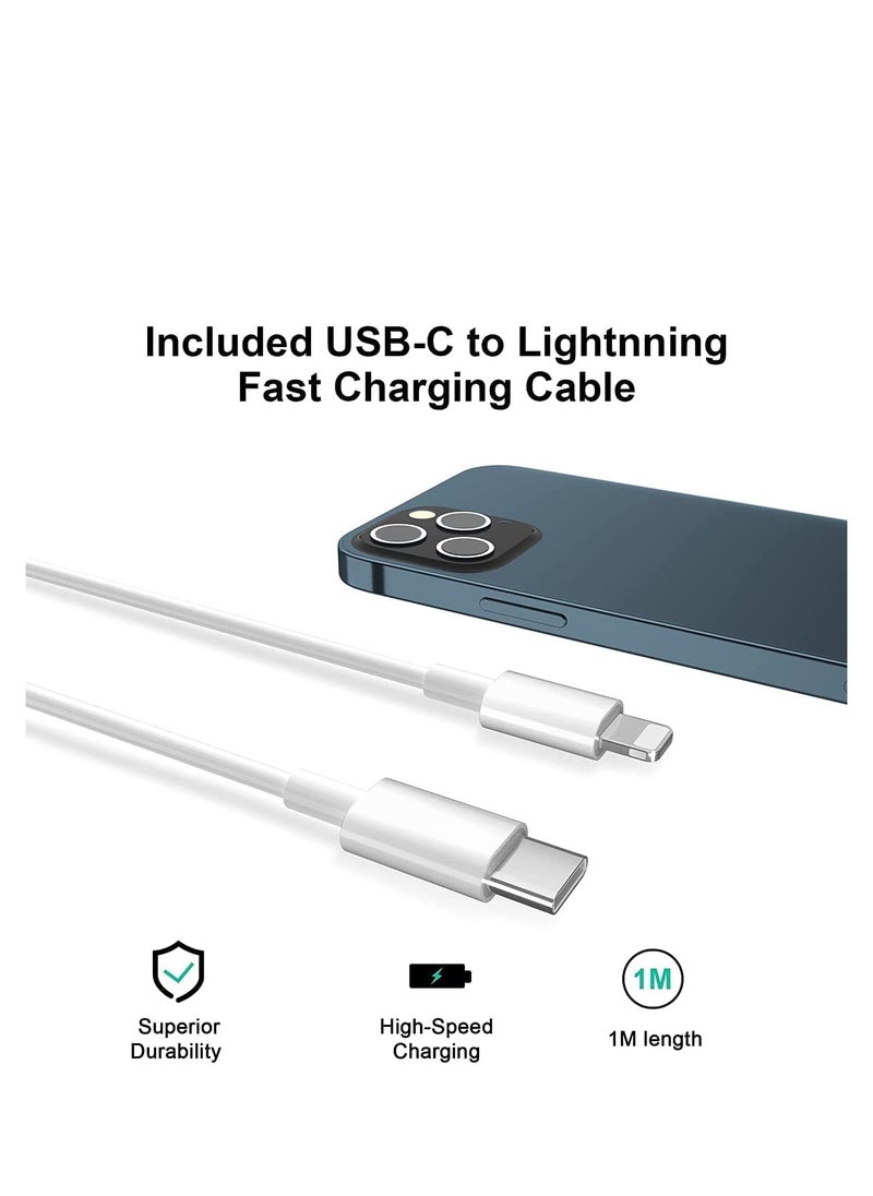 Generic - 35W Dual USB C Port Fast Charger, Power Adapter PD3.0 Wall Charger with 1m Type C to Lighting Cable  Compatible with iPhone 14/13/13 Pro/13 Pro Max/12/11/SE 3, iPad Pro-White - Image 1