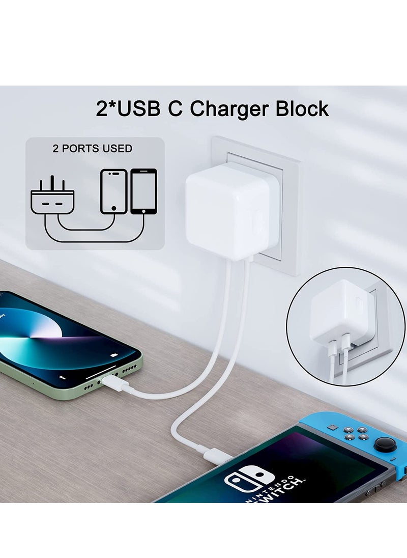 Generic - 35W Dual USB C Port Fast Charger, Power Adapter PD3.0 Wall Charger with 1m Type C to Lighting Cable  Compatible with iPhone 14/13/13 Pro/13 Pro Max/12/11/SE 3, iPad Pro-White - Image 1