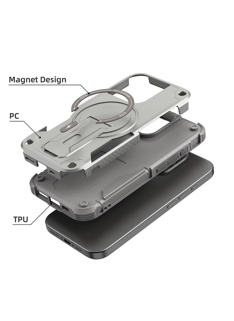 TWEGGON iPhone 16 Pro Case Armor Magsafe Holder PC Hybrid TPU Phone Case for Apple iPhone 16 Pro Black  - Image 5