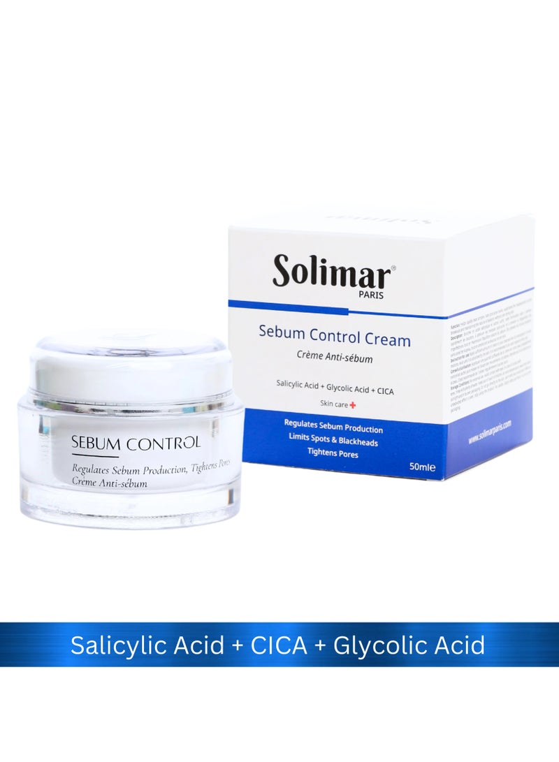 Solimar Paris Sebum Control Cream – Mattifying & Oil-Free Formula, 50ml