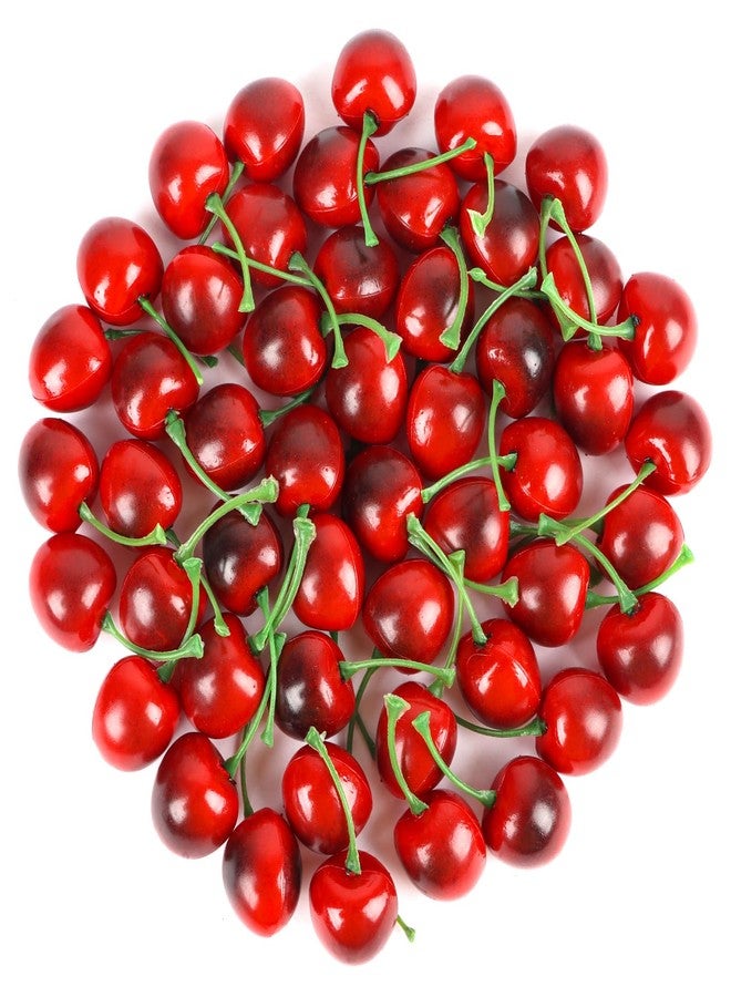 FOIMAS 50pcs Artificial Fruit Cherries,Lifelike Fake Cherry Simulation Decor for Home Decoration Photo Prop Craft Supply - Image 1