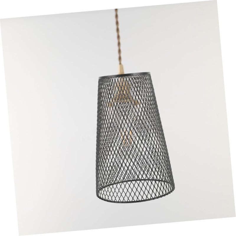 Vintage Iron Mesh Pendant Light Shade Hollow Carved Matte Black For Dining Room - Image 4