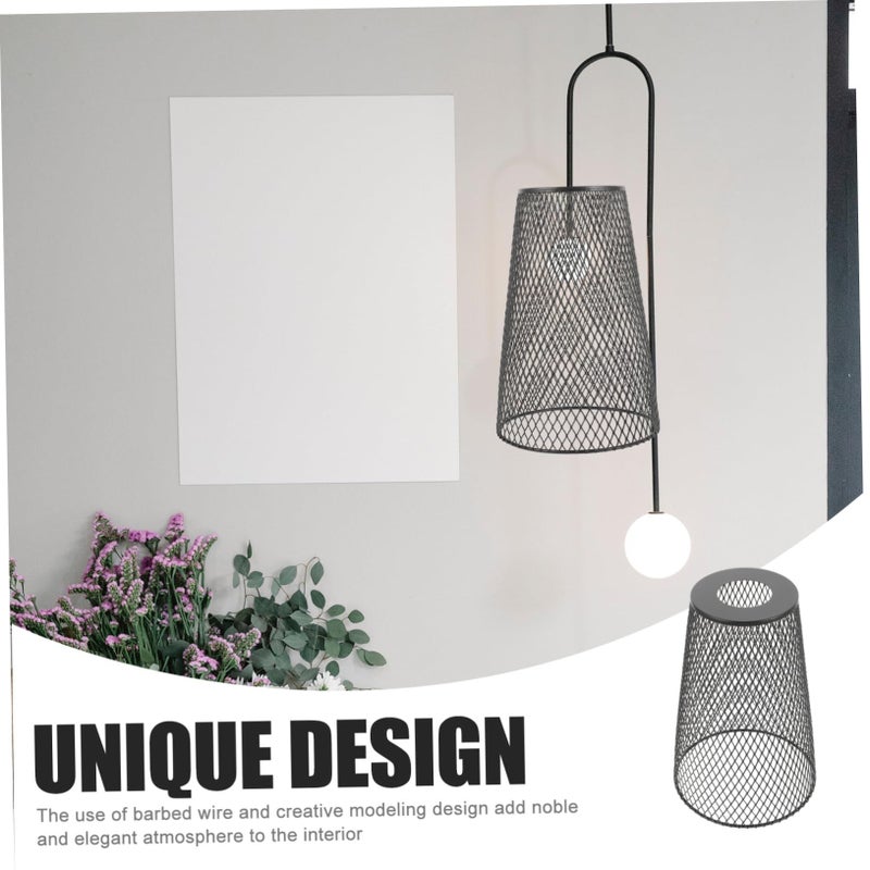 Vintage Iron Mesh Pendant Light Shade Hollow Carved Matte Black For Dining Room - Image 3