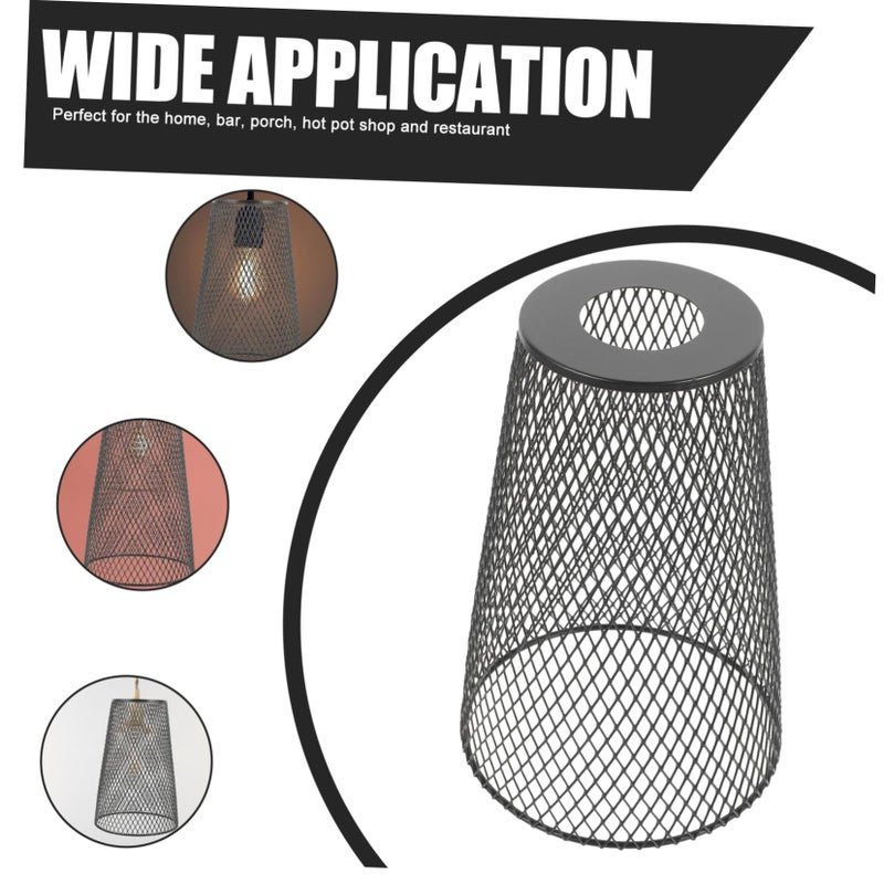 Vintage Iron Mesh Pendant Light Shade Hollow Carved Matte Black For Dining Room - Image 5