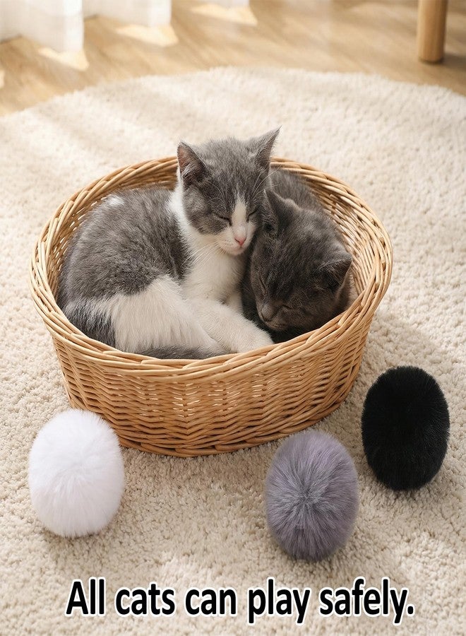 Zelphvt 12 Pcs Rabbit Fur Ball Cat Toy Cat Pom Pom Balls Soft Fuzzy Balls for Cats Pets Interactive Playing Indoor Gray Black White - Image 3