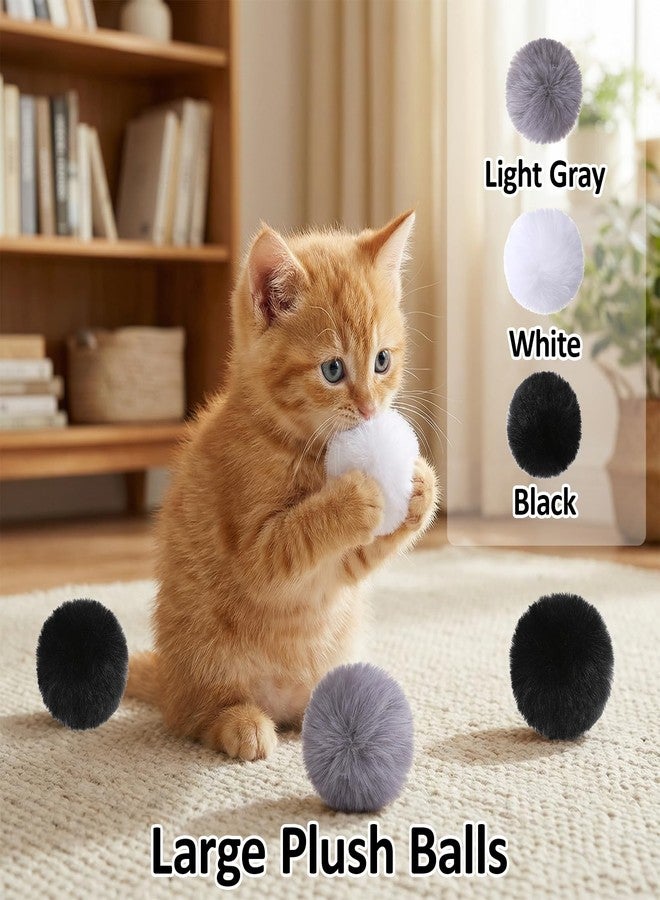 Zelphvt 12 Pcs Rabbit Fur Ball Cat Toy Cat Pom Pom Balls Soft Fuzzy Balls for Cats Pets Interactive Playing Indoor Gray Black White - Image 4