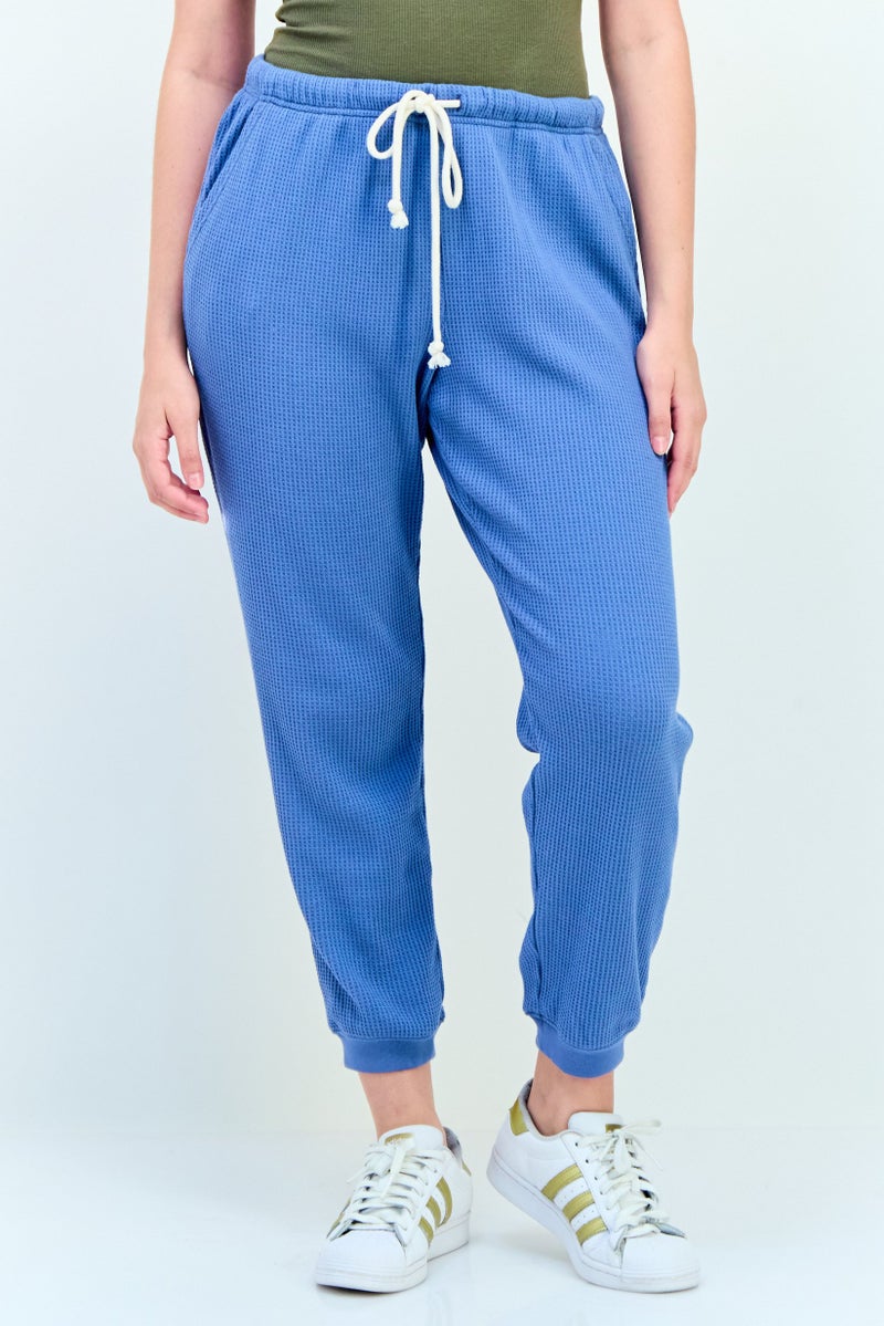 Aerie Women Regular Fit Textured Joggers Pants, Slate Blue  - Image 1