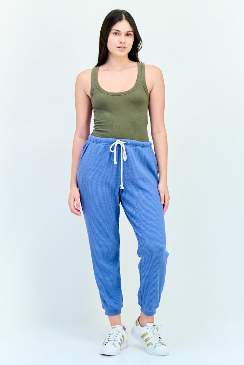 Aerie Women Regular Fit Textured Joggers Pants, Slate Blue  - Image 4