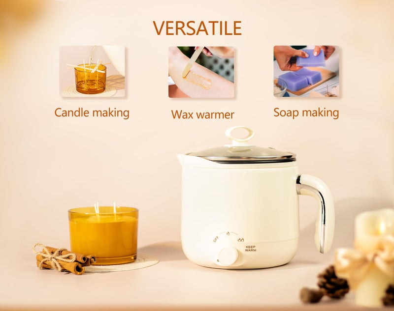 Aroparc Electric Wax Melting Pot, 60oz/1.8L Wax Melter for Candle Making with Spout for Soap Making Pouring Pitcher Non-Stick Easy to Clean & Keep Warm - Image 3