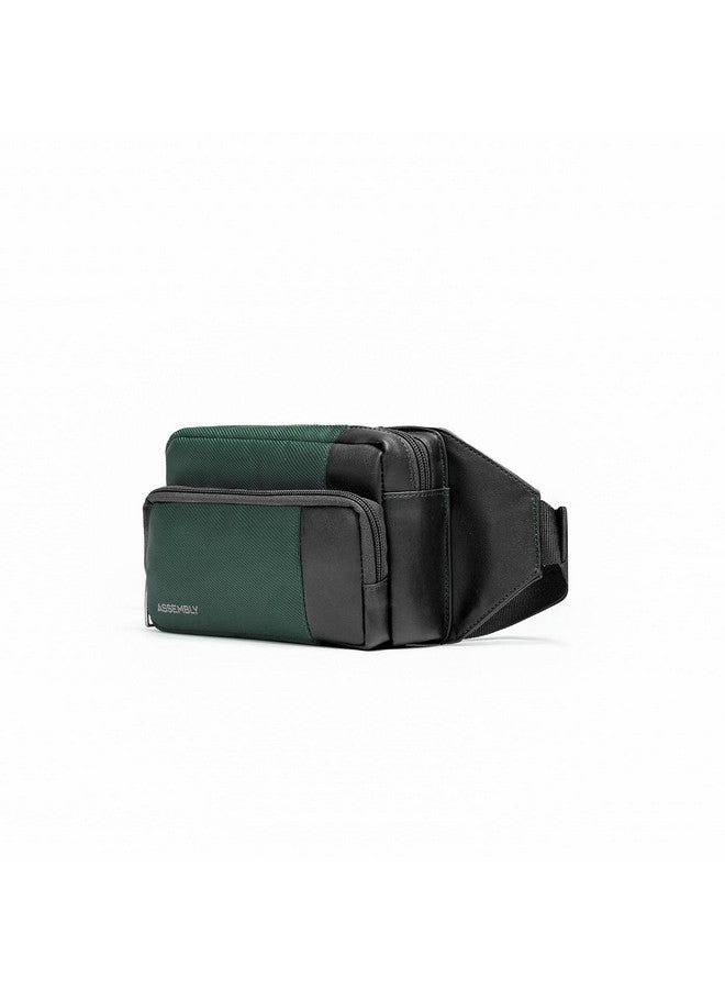 THE ASSEMBLY Assembly Waist Bag for Men & Women with Adjustable Strap | Medium Size Cross Body Fanny Pack with Zipper Pockets for Comfort Travel - Flux (Green)- Metro Mod - Image 1