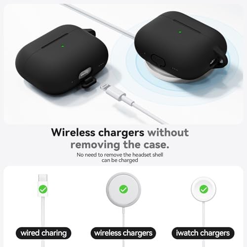 Ljusmicker for AirPods Pro Case Cover with Cleaner Kit,Soft Silicone Protective Cover for Apple AirPod Pro 2nd/1st Generation Case for Women Men,AirPods Pro 2/Pro Case Accessories with Keychain-Black - Image 5