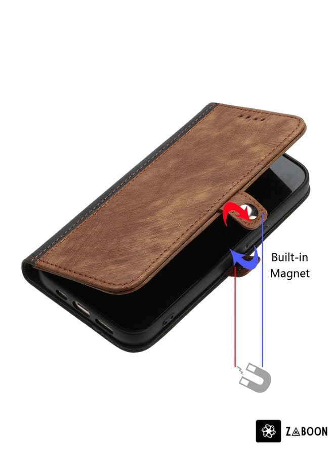 Zaboon Protective Case For iPhone 12 mini Side Buckle Double Fold Hand Strap Leather - Image 3