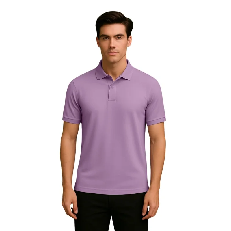 Men's Cotton Solid Regular Fit Polo Shirt - Purple