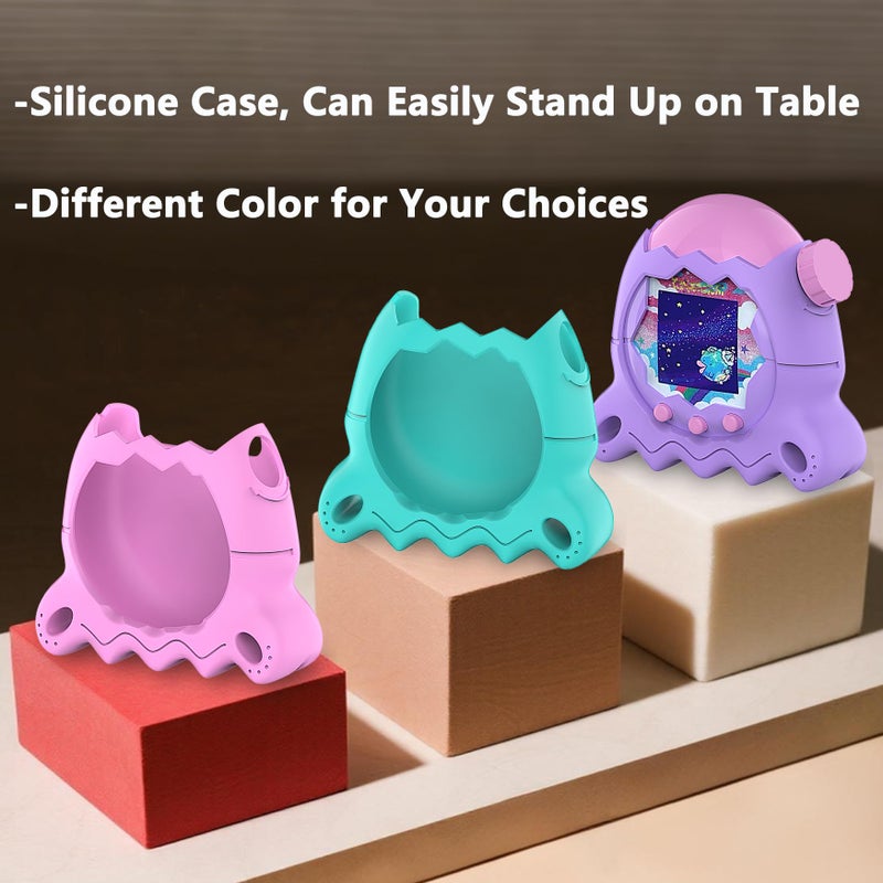 JCHPINE Silicone Cover Case for Tamagotchi Paradise Interactive Virtual Pet, Stand Up Case for Tamagotchi Paradise Screen Protector and Lanyard (Jade Forest) - Image 4
