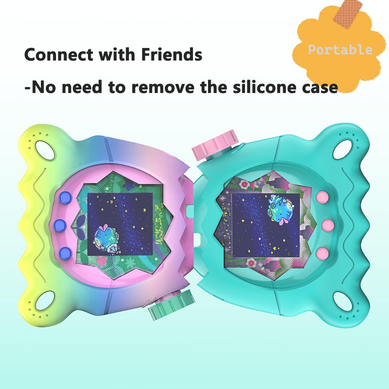 JCHPINE Silicone Cover Case for Tamagotchi Paradise Interactive Virtual Pet, Stand Up Case for Tamagotchi Paradise Screen Protector and Lanyard (Jade Forest) - Image 5