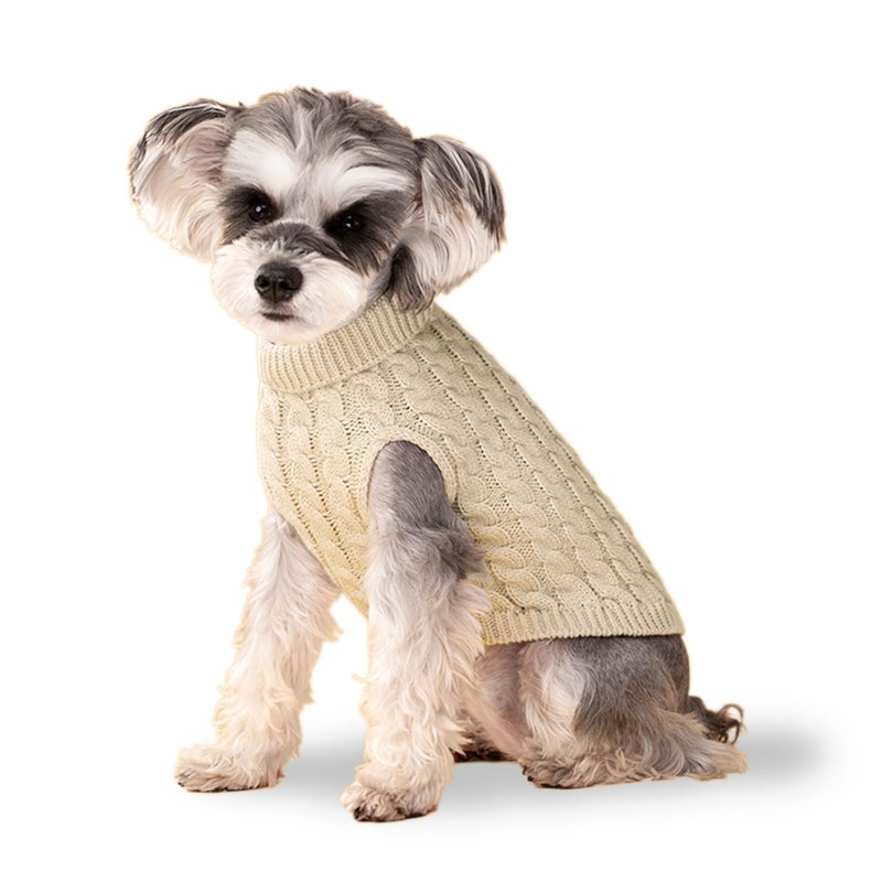 krastmon Dog Sweater, Khaki S Pullover Sweater, Turtleneck Knitwear, Puppy Outfits for Small and Medium Dogs, Warm Clothes for Bulldog, Poodle, Yorkshire etc. - Image 1
