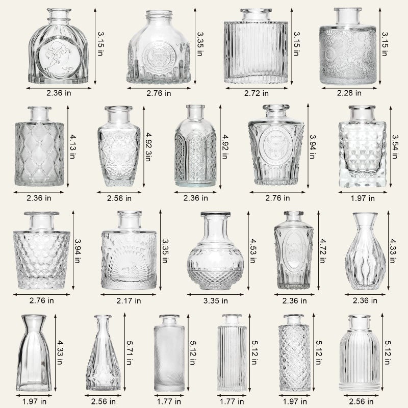 Arme Glass Bud Vase Set of 32 Pcsï¼ŒSmall Glass Vases for Flowersï¼ŒClear Bud Vases in Bulkï¼ŒVintage Vases for Centerpiecesï¼ŒSmall Glass Bud Vase for Rustic Wedding Decorationsï¼ŒHome Table Flower DÃ©cor - Image 3