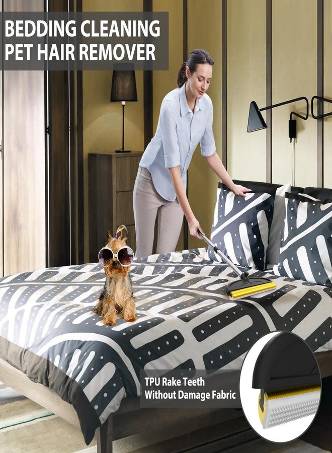 BALORAY Carpet Rake for Pet Hair Removal: 60" Adjustable Long Handle Pet Hair Removel Tool, 2 in 1 TPU and Copper Pet Hair Remover Broom, Reusable Cat Dog Hair Remover Carpet Scraper (Black) - Image 4