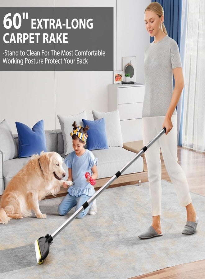BALORAY Carpet Rake for Pet Hair Removal: 60" Adjustable Long Handle Pet Hair Removel Tool, 2 in 1 TPU and Copper Pet Hair Remover Broom, Reusable Cat Dog Hair Remover Carpet Scraper (Black) - Image 3