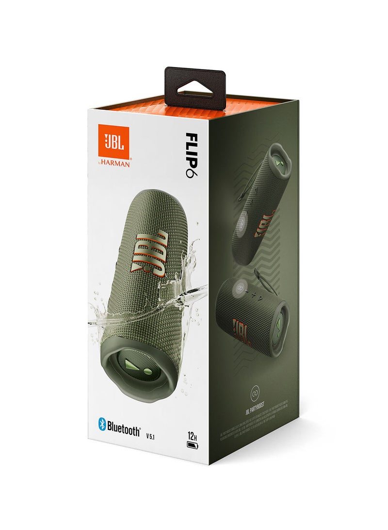 جي بي إل مكبر صوت فليب 6 محمول وضد الماء بمعيار IP67 بصوت احترافي أصلي وقوي أخضر - Image 4