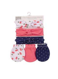 hudson baby 3 Piece Headband And 3 Piece Scratch Mitten Set Cherries  - Image 2