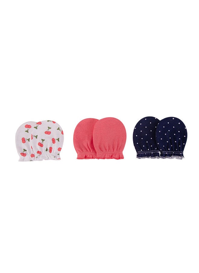 hudson baby 3 Piece Headband And 3 Piece Scratch Mitten Set Cherries  - Image 4