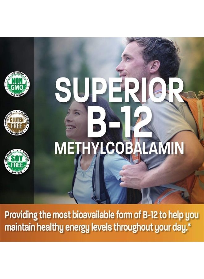 Bronson Methyl B12 5000 mcg Vitamin B12 Methylcobalamin Energy & Brain Support 60 Lozenges - Image 3