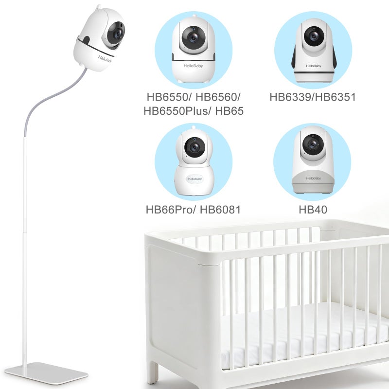 Hellobaby حامل أرضي لمراقبة الأطفال HelloBaby - قاعدة كاميرا قابلة للتعديل للارتفاع لطرازات HB6550/ Plus/ HB6560/ HB65/ HB6148/ HB6351/ HB40/ HB6339 والمزيد، قاعدة مستقرة، تركيب بدون حفر، حامل آمن للجدران - Image 4