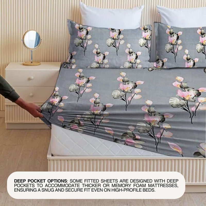 Arsh fabs Luxury Cotton Fitted Bedsheet with Pillow Covers (Bedsheet Size 78x72+10) (Pillow Size 28x18). preventing Slipping or bunching for a Smooth (Color 34) - Image 2