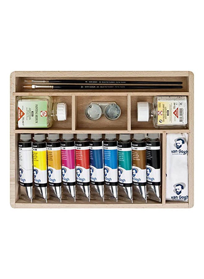 Van Gogh - Van Gogh Oil Colour Wooden Box Set Basic with 10 Colours in 40ml Tube + Accessories - Image 1