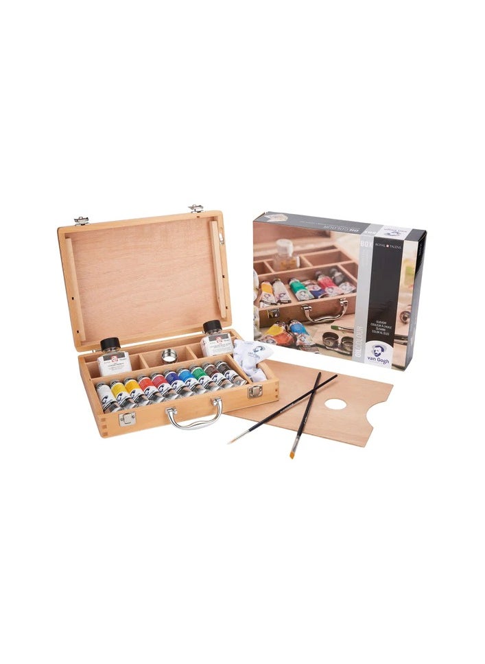 Van Gogh - Van Gogh Oil Colour Wooden Box Set Basic with 10 Colours in 40ml Tube + Accessories - Image 1