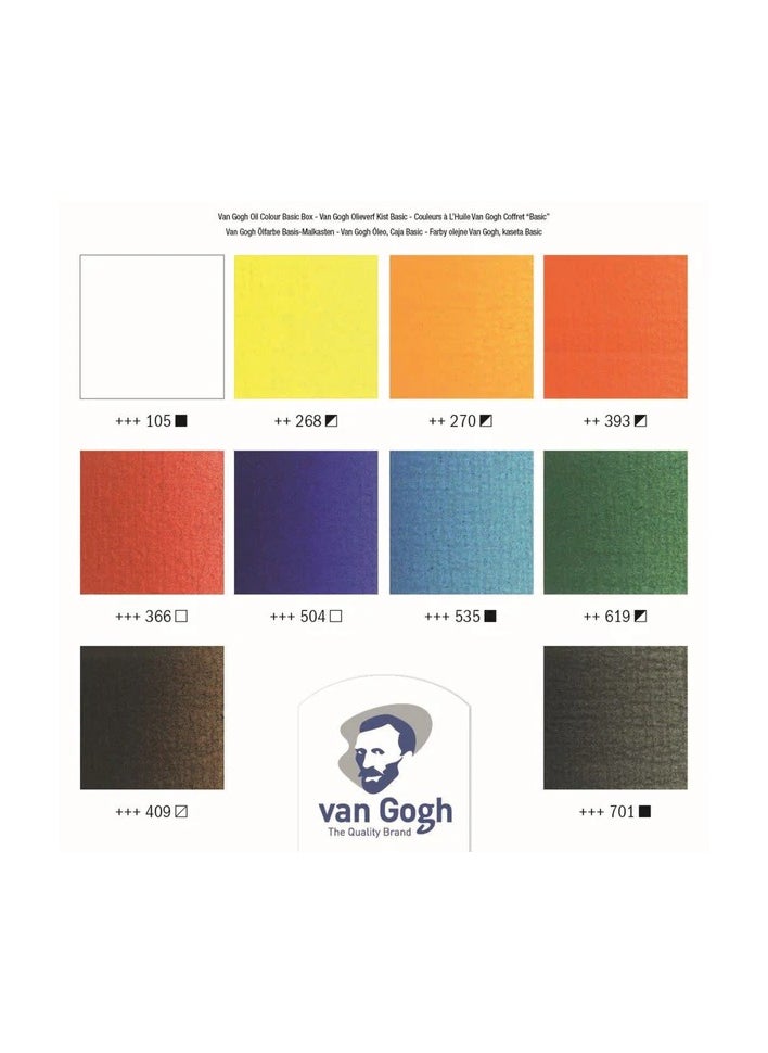 Van Gogh - Van Gogh Oil Colour Wooden Box Set Basic with 10 Colours in 40ml Tube + Accessories - Image 1