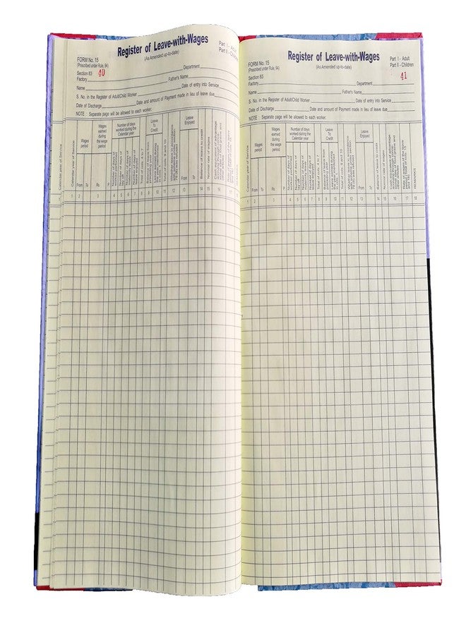 LRS Form 15 Register of Leave with Wages Prescribed Under Rule 94 - Image 2