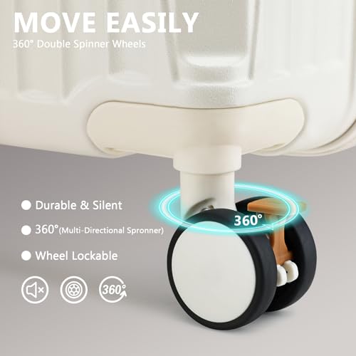 Joyway 20in Carry On Luggage with Cup Holder and USB Port, 25% Expandable Capacity, Smart Suitcase with Anti Slip Wheels and Backpack, Perfect for Men and Women 3 Piece Set White - Image 3