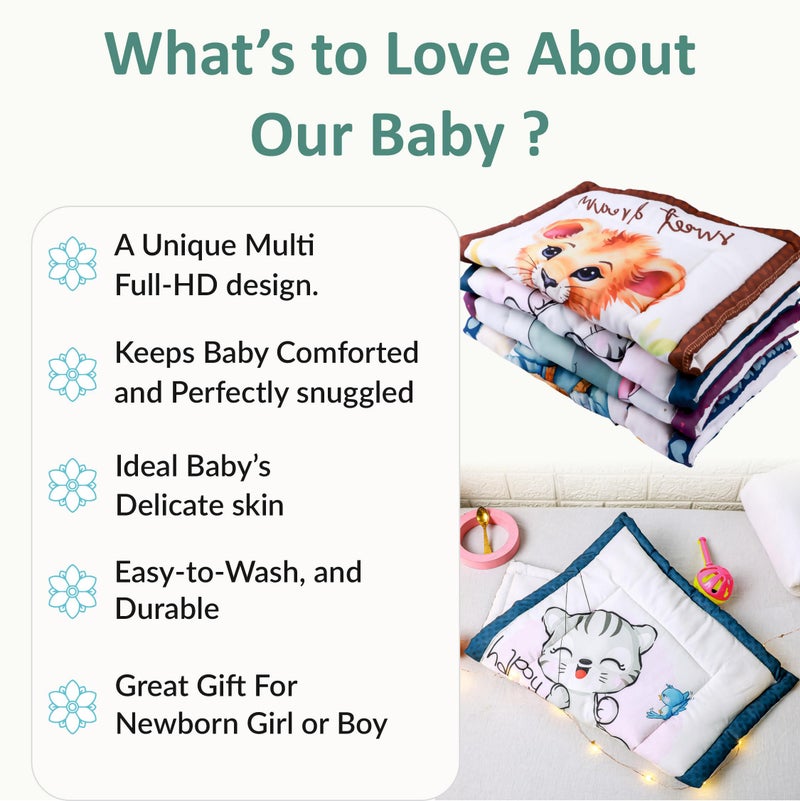 Novo Baby نوفو بيبي نيو بورن قطن ناعم جودادي | سرير أطفال | شريحة سرير | حصيرة أطفال | جوداري | مجموعة أغطية سرير | مرتبة | سرير | مجموعة أغطية سرير للأطفال حديثي الولادة (عبوة من 4) - Image 3