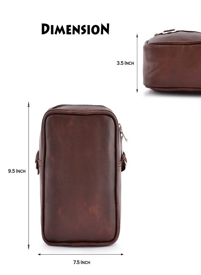 Alison Leather Small Sling Bag for Men | Chest Slinger bag | Crossbody Bag| Side Bag Men | Mini Leather Slings | Corporate Gift Item | Passport Document Sling. (Brown) - Image 4