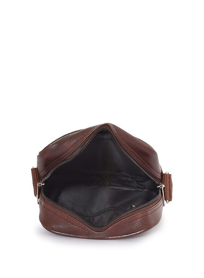 Alison Leather Small Sling Bag for Men | Chest Slinger bag | Crossbody Bag| Side Bag Men | Mini Leather Slings | Corporate Gift Item | Passport Document Sling. (Brown) - Image 5