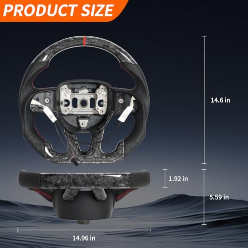 JIANGGAI Dshaped Flatbottom Steering Wheel with Heated Preforated Leather Grip Forged Carbon Fiber Steering Wheel Compatible with Dodge ChallengerCharger 20152024 - Image 3
