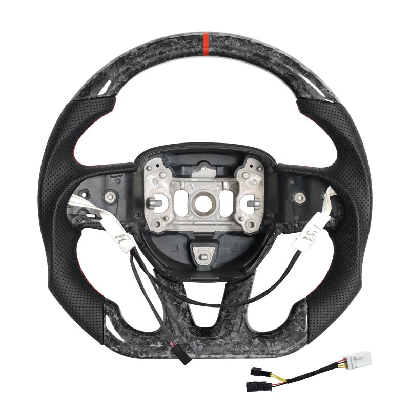 JIANGGAI Dshaped Flatbottom Steering Wheel with Heated Preforated Leather Grip Forged Carbon Fiber Steering Wheel Compatible with Dodge ChallengerCharger 20152024 - Image 2