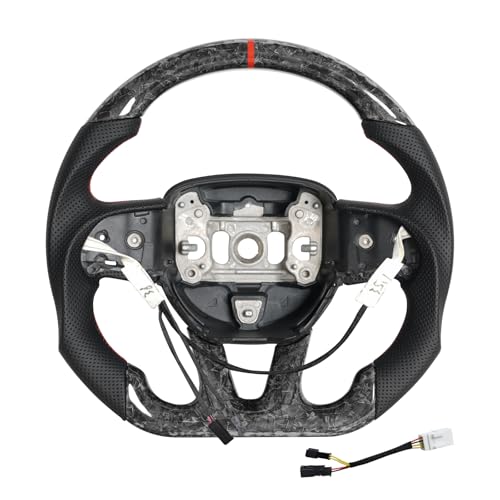 JIANGGAI Dshaped Flatbottom Steering Wheel with Heated Preforated Leather Grip Forged Carbon Fiber Steering Wheel Compatible with Dodge ChallengerCharger 20152024 - Image 1