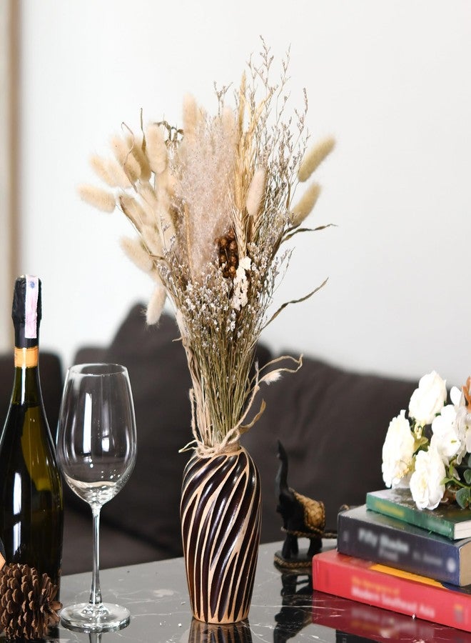 Aeravida Beautiful Carving Etched Black and Brown Mango Tree Wooden Vase | Modern Flower Vase | Mango Tree Wood Flower Vase | Flower Vases Decorative for Living Room | Black Vase - Image 3