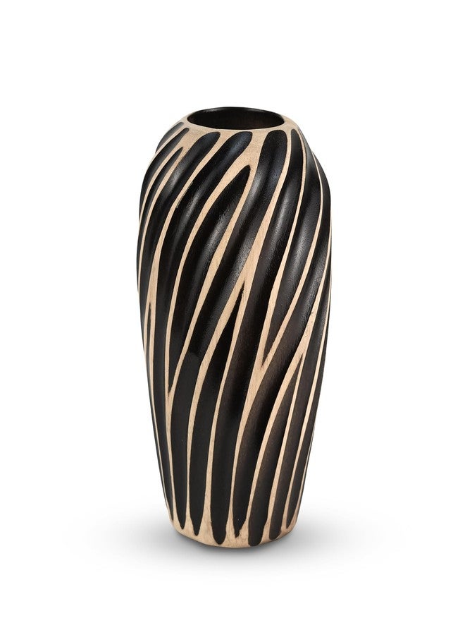 Aeravida Beautiful Carving Etched Black and Brown Mango Tree Wooden Vase | Modern Flower Vase | Mango Tree Wood Flower Vase | Flower Vases Decorative for Living Room | Black Vase - Image 1