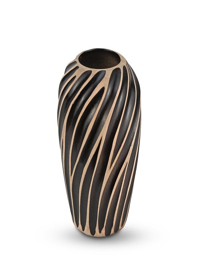 Aeravida Beautiful Carving Etched Black and Brown Mango Tree Wooden Vase | Modern Flower Vase | Mango Tree Wood Flower Vase | Flower Vases Decorative for Living Room | Black Vase - Image 2