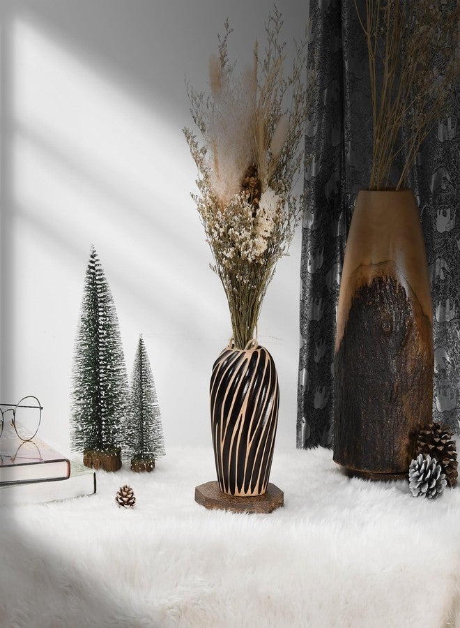Aeravida Beautiful Carving Etched Black and Brown Mango Tree Wooden Vase | Modern Flower Vase | Mango Tree Wood Flower Vase | Flower Vases Decorative for Living Room | Black Vase - Image 5