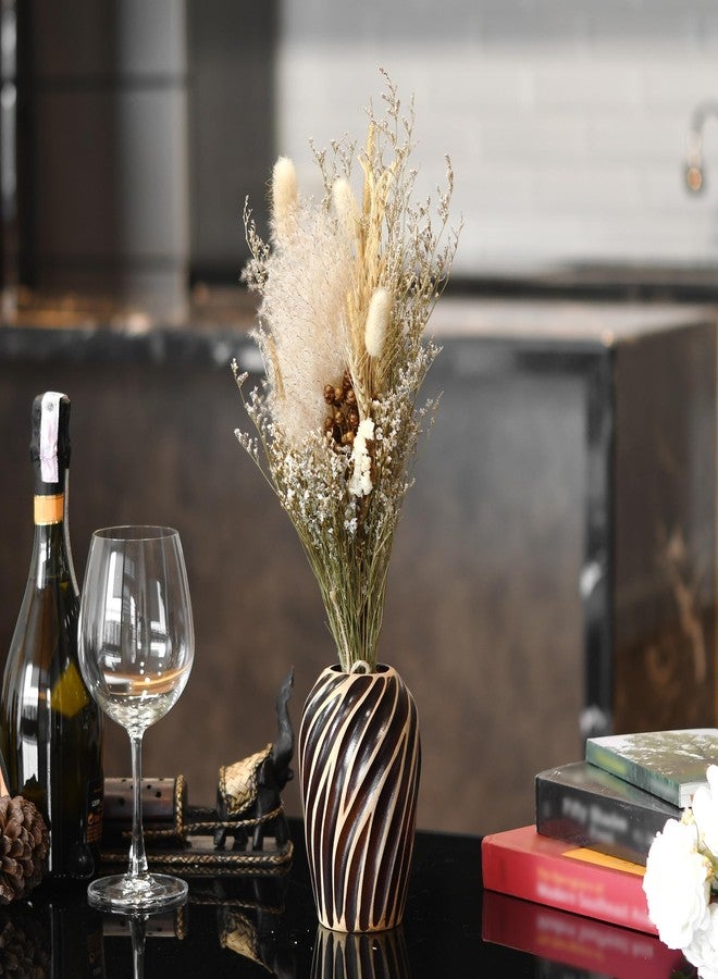 Aeravida Beautiful Carving Etched Black and Brown Mango Tree Wooden Vase | Modern Flower Vase | Mango Tree Wood Flower Vase | Flower Vases Decorative for Living Room | Black Vase - Image 4