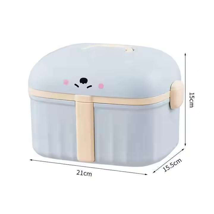 GNEY Cute Kids Storage Box with Handle – Multi-Layer Organizer with Removable Tray | Durable Plastic Medicine,Toy, or Snack Container | 21x15.5x15 cm Portable & Lockable for Travel, School, Home Use - Image 2