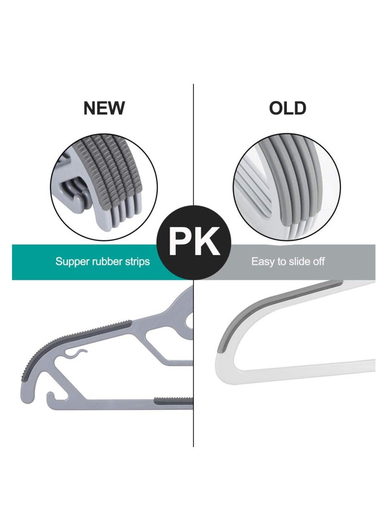 loca - Plastic Hangers Space Saving Clothes Upgraded Rubber Stripe Non Slip Heavy Duty Coat Hanger Grey - Image 1