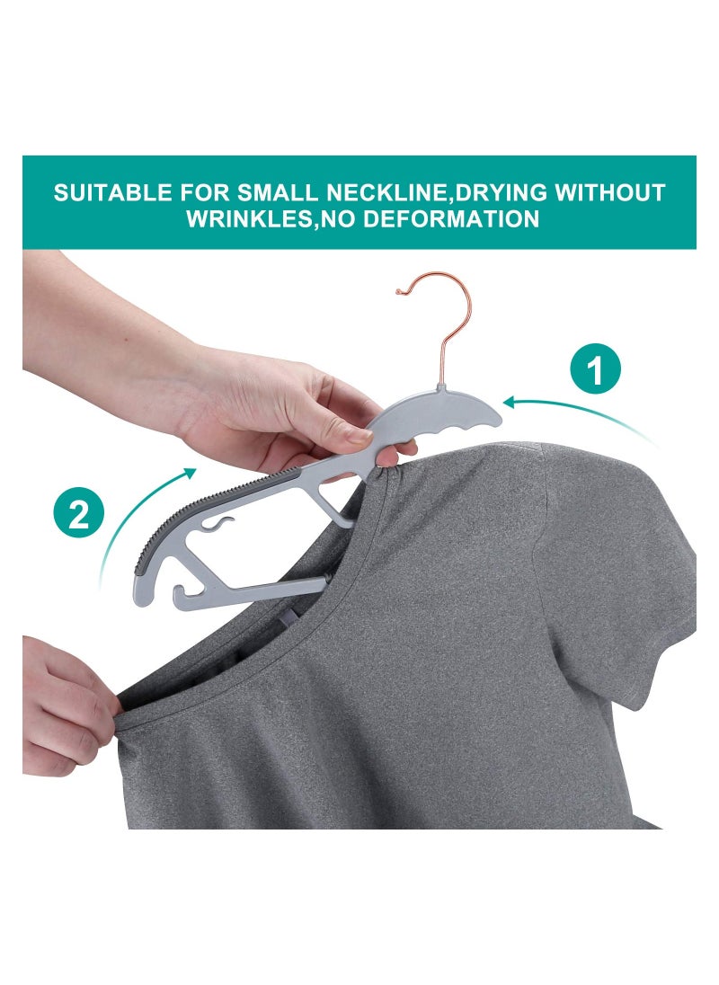 loca - Plastic Hangers Space Saving Clothes Upgraded Rubber Stripe Non Slip Heavy Duty Coat Hanger Grey - Image 1