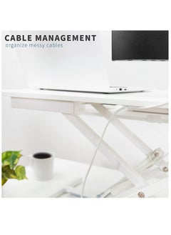 Hihonor Standing Desk Height Adjustable - Sit to Stand Up Desk Converter Gas Spring Riser with Keyboard Tray and Mounting Hole For Monitor Stand LIFT Workstation Desktop (White)  - Image 2